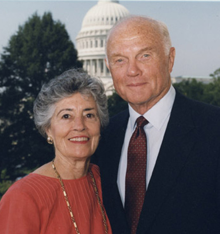 Sen. John and Annie Glenn with the U.S. Capitol Building in the background