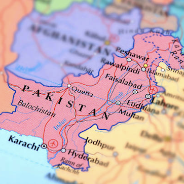 multicolored map with pakistan in focus