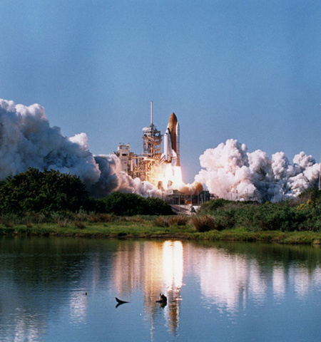 Launch of the Space Shuttle Discovery mission STS-95. Photo courtesy: NASA.