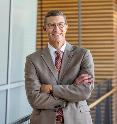 Trevor Brown, dean, John Glenn College of Public Affairs standing inside Page Hall at The Ohio State University