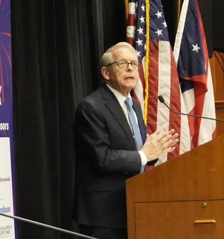Ohio Gov. Mike DeWine speaks at the opening of the Northwest Ordinance conference 