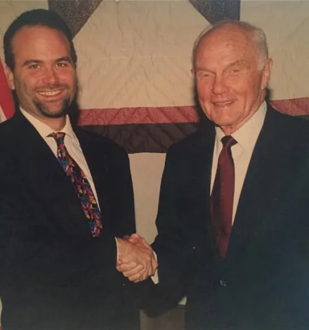 Dr. Michael Slater, left, and Sen. John Glenn